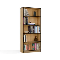 Libreria moderna 80x182x30 cm con 4 ripiani rovere e nero LBT3