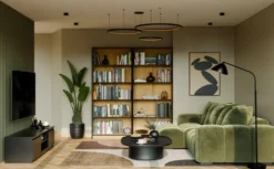 Libreria moderna 80x182x30 cm con 4 ripiani rovere e nero LBT3