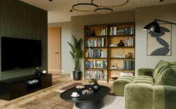 Libreria moderna 80x182x30 cm con 4 ripiani rovere e nero LBT3