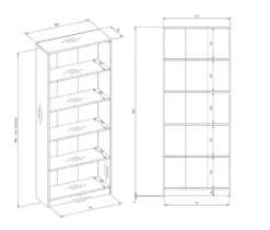 Libreria moderna 80x182x30 cm con 4 ripiani nera LBT3
