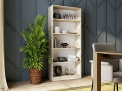 Libreria moderna 80x182x30 cm con 4 ripiani rovere chiaro LBT3