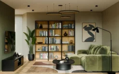 Libreria moderna 60x182x30 cm con ripiani rovere e nero LBT2