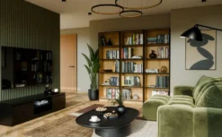 Libreria moderna 60x182x30 cm con ripiani rovere e nero LBT2