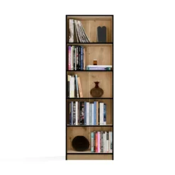 Libreria moderna 60x182x30 cm con ripiani rovere e nero LBT2