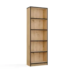 Libreria moderna 60x182x30 cm con ripiani rovere e nero LBT2