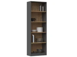 Libreria moderna 60x182x30 cm con ripiani rovere e antracite LBT2