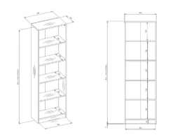 Libreria moderna 60x182x30 cm con 4 ripiani rovere chiaro LBT2