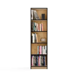 Libreria moderna 50x182x30 cm con 4 ripiani rovere/nero LBT4
