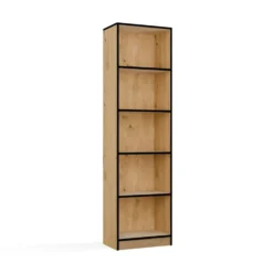 Libreria moderna 50x182x30 cm con 4 ripiani rovere/nero LBT4