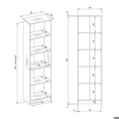 Libreria moderna 50x182x30 cm con 4 ripiani rovere/nero LBT4