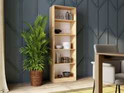 Libreria moderna 60x182x30 cm con 4 ripiani rovere naturale LBT2