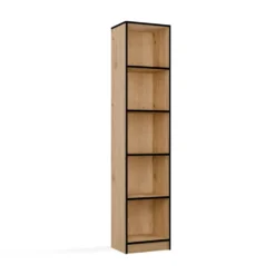 Libreria moderna 182x40x30 cm con 4 ripiani rovere e nero LBT1
