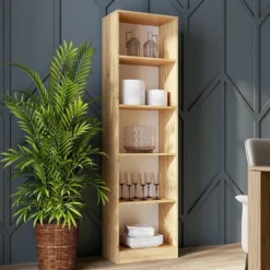 Libreria moderna 50x182x30 cm con 4 ripiani rovere naturale LBT4