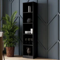 Libreria moderna 182x40x30 cm con 4 ripiani nera LBT1