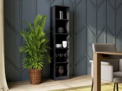 Libreria moderna 182x40x30 cm con 4 ripiani nera LBT1