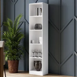 Libreria moderna 182x40x30 cm con 4 ripiani bianca LBT1