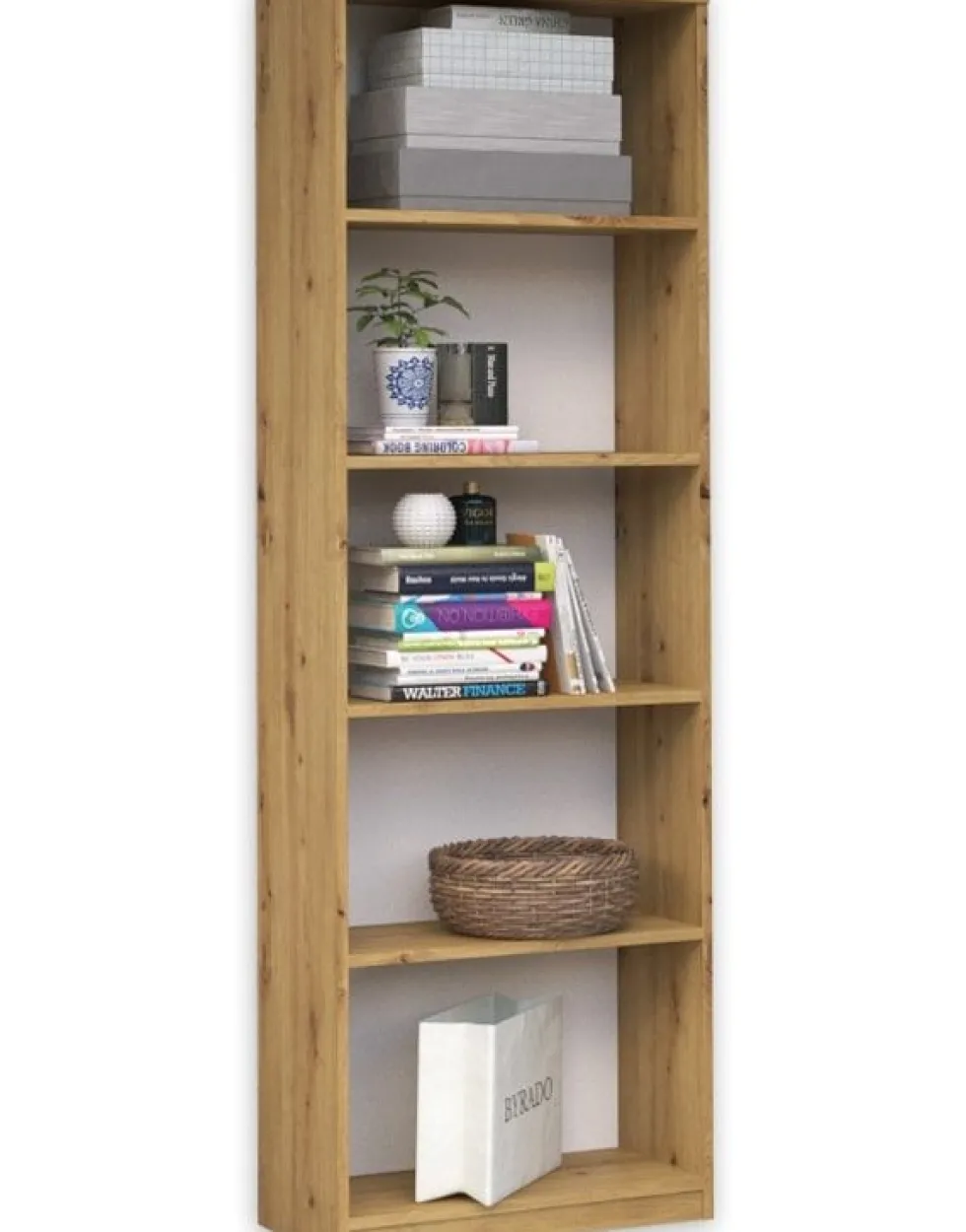 Libreria moderna 182x40x30 cm con 4 ripiani rovere naturale LBT1