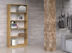 Libreria moderna 80x182x30 cm con 4 ripiani rovere naturale LBT3