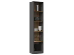 Libreria moderna 182x40x30 cm con 4 ripiani rovere e antracite LBT1