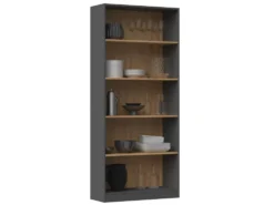 Libreria moderna 80x182x30 cm con 4 ripiani rovere e antracite LBT3