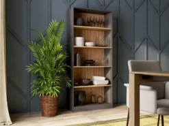 Libreria moderna 80x182x30 cm con 4 ripiani rovere e antracite LBT3