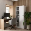 Libreria moderna 80x182x30 cm con vani a giorno e anta bianca LBT8
