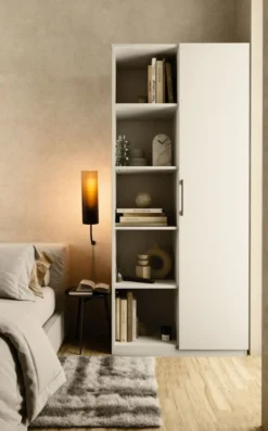 Libreria moderna 80x182x30 cm con vani a giorno e anta bianca LBT8