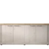 Madia da soggiorno 4 ante 211x88 cm bianco effetto legno e rovere ML59