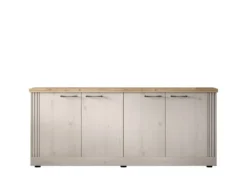 Madia da soggiorno 4 ante 211x88 cm bianco effetto legno e rovere ML59