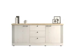 Madia da soggiorno 211x88 cm bianco effetto legno e rovere ML57
