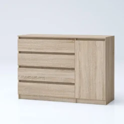 Madia grande per soggiorno 120x86 cm con 4 cassetti rovere MG7
