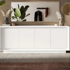 Madia moderna a 4 ante 207x80 cm bianco opaco ML56