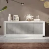 Madia moderna a 4 ante 207x80 cm bianco opaco e cemento ML56
