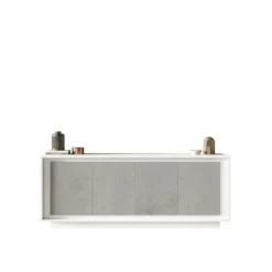 Madia moderna a 4 ante 207x80 cm bianco opaco e cemento ML56