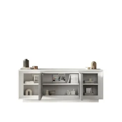 Madia moderna a 4 ante 207x80 cm bianco opaco e cemento ML56