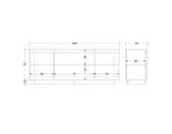Madia moderna a 4 ante 207x80 cm grafite e rovere chiaro ML56