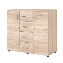 Madia moderna 2 ante e 4 cassetti rovere chiaro MG1