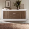 Madia moderna 2 ante 184x80 cm bianco opaco e rovere scuro ML55
