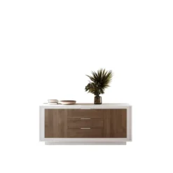 Madia moderna 2 ante 184x80 cm bianco opaco e rovere scuro ML55