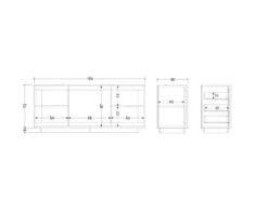 Madia moderna 2 ante 184x80 cm bianco opaco e rovere scuro ML55