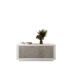 Madia moderna 2 ante 184x80 cm bianco opaco e cemento ML55