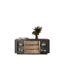 Madia moderna 2 ante 184x80 cm grafite e rovere chiaro ML55
