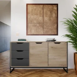 Madia moderna antracite e rovere chiaro MI19
