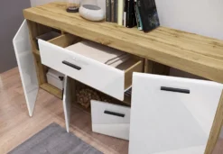 Madia moderna bianco lucido e rovere MI6