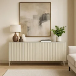 Madia moderna 195 cm con 4 ante push to open beige cashmere MALK42