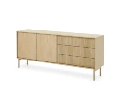 Madia moderna 187 cm con ante push to open rovere chiaro MALK46