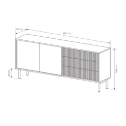Madia moderna 187 cm con ante push to open rovere chiaro MALK46