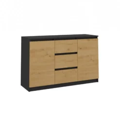 Madia moderna 120 cm con cassetti e ante rovere e antracite MT8