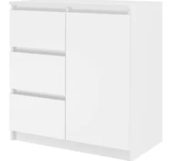 Madia moderna 75 cm per soggiorno con 3 cassetti bianco opaco MT5