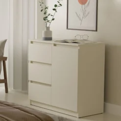 Madia moderna 75 cm per soggiorno con 3 cassetti cashmere MT5